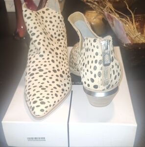 Spotted Ponyhair Ankle Boots with Zipper